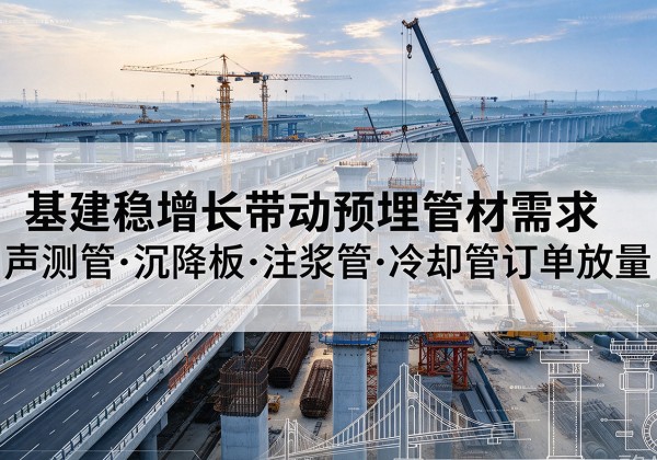 崇州基建稳增长带动预埋监测管材需求，声测管、沉降板、注浆管订单持续放量